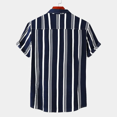 Striped Summer Shirt - Navy Blue