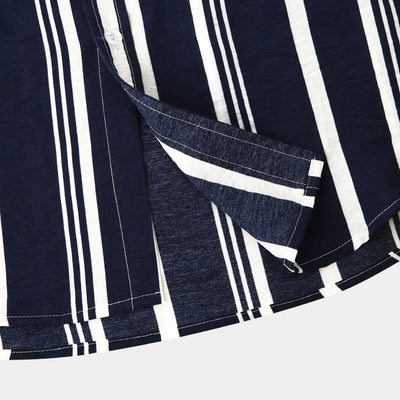 Striped Summer Shirt - Navy Blue