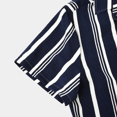 Striped Summer Shirt - Navy Blue