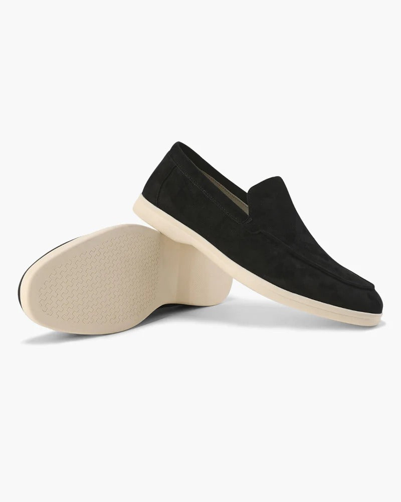 Suede Comfort Loafers – Black