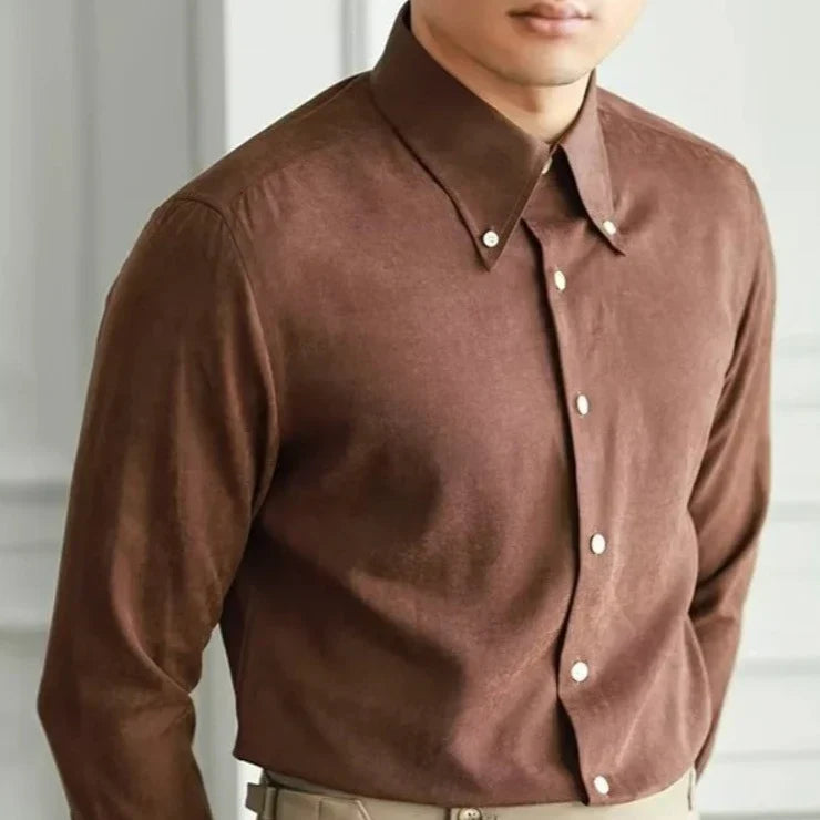 Vintage Button-Down Shirt - COFFEE