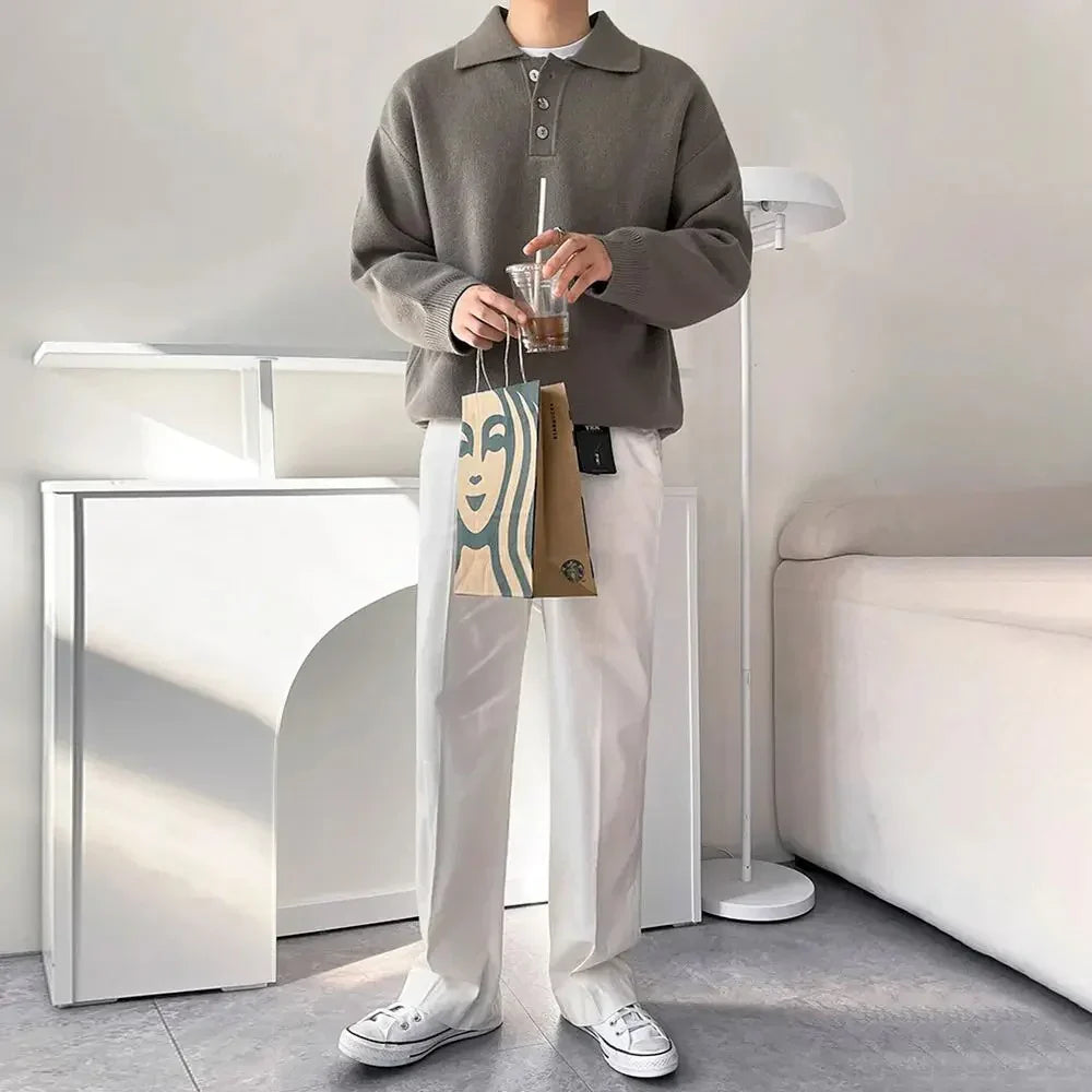 Kensington Polo-Knit Sweater - COFFEE