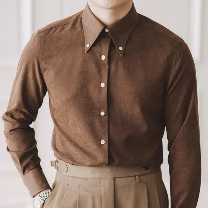 Vintage Button-Down Shirt - COFFEE